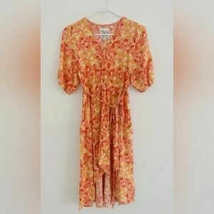 Anthropologie Sunday Mi Amor Orange Floral Midi Dress Size Medium